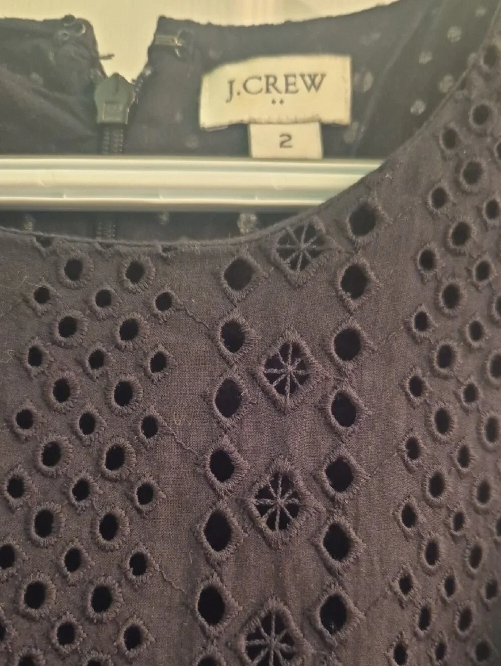 J. Crew Navy Eyelet Sleeveless Cotton Dress